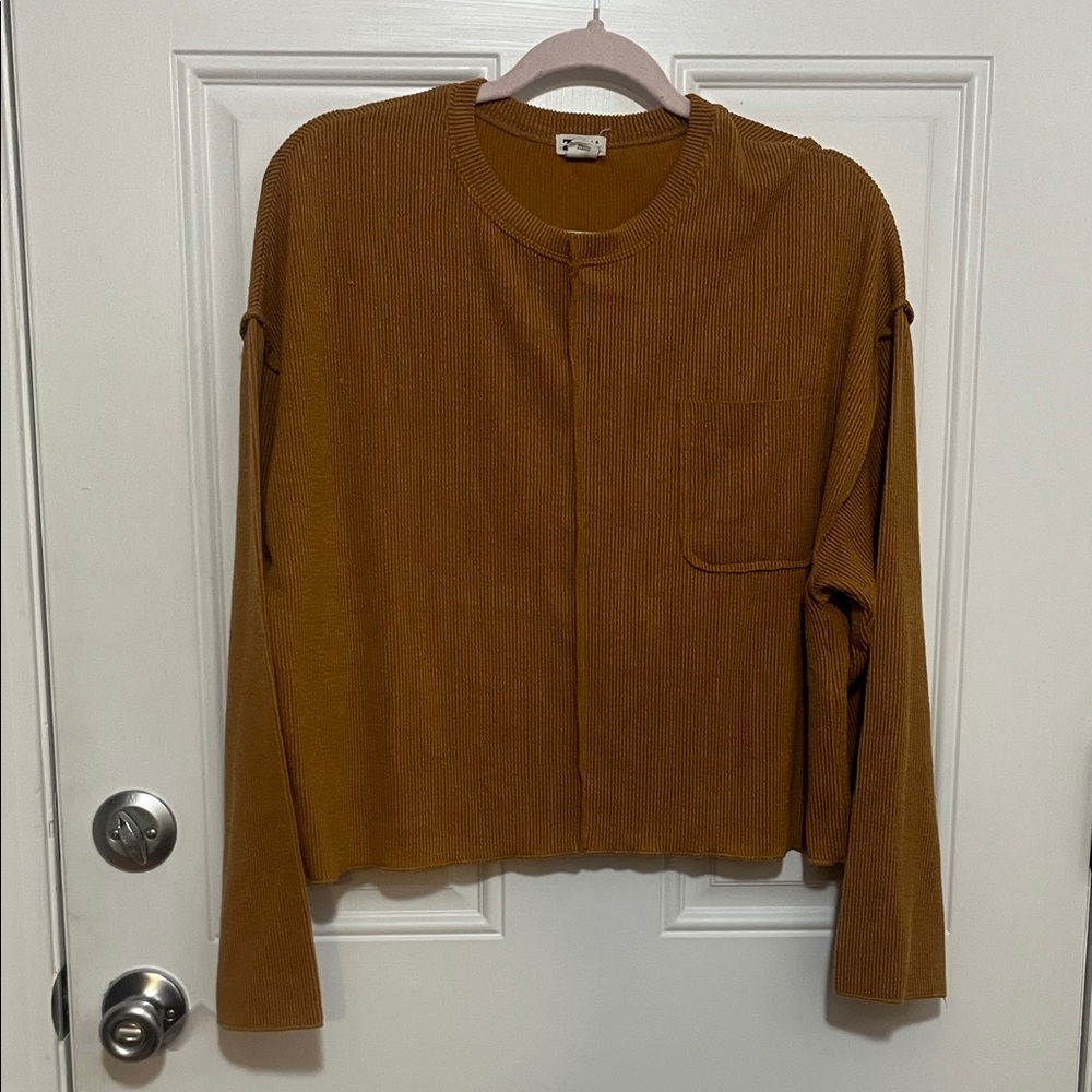 Billabong Mustard Ribbed Knit Top